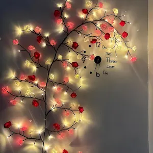 Climbing Rose Tree Lights, 5.9 ft with 96 LED Bulbs, Flexible USB Plug Tree Lights, Remote Control, Timer Function, 8 Adjustable Light Modes. Ideal for Bedroom and Living Room Decor, Perfect for Gifts, Weddings, and Birthday Decorations.