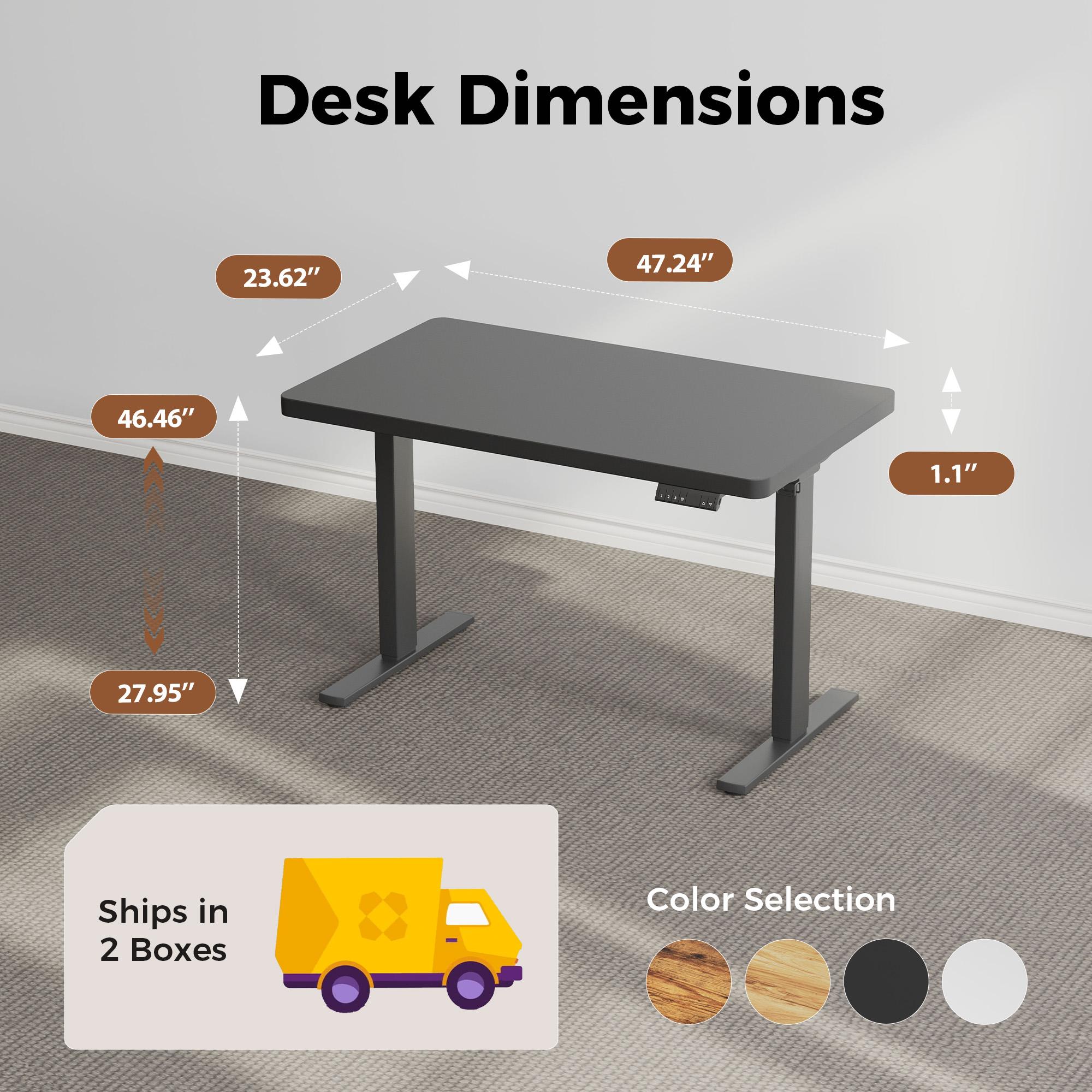 Dual Motor Electric Adjustable Standing Desk, Computer Desk with Memory Controller, Home Office Desk with Seamless tabletop,265 lbs Weight Capacity,Black/White/Rustic Brown/Oak(Two packages)