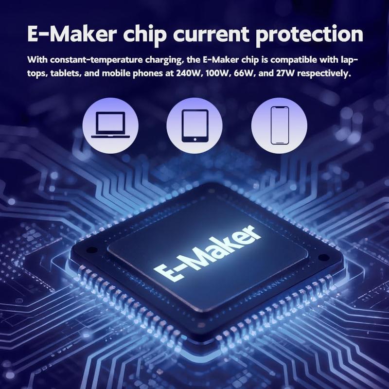 Invisible Phone Stand Charger Cable 240W Fast Charging 2-in-1 Type-C Charging Cord for Gaming Office Car Travel Black