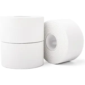 (3 Pack) White Athletic Sports Tape, Very Strong Easy Tear No Sticky Residue Tape for Athlete & Sport Trainers & First Aid Injury Wrap,Suitable for Bats,Tennis,Gymnastics & Boxing（1.5in X 35ft）