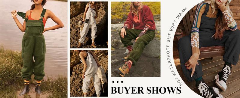 UANEO Women's Sherpa Overall Jumpsuits Pants Fleece Lined Sleeveless Overalls with Adjustable Straps Roomgy Pocket Winter Ski Bib Pants FallFreshness Womenswear