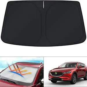 Canvcle Windshield Sunshade for Mazda CX-5 2017-2025 Double-Layer Reflective Polyester UV Protection Custom Fit Car Sun Visor Silver Black Effective Shading Insulation