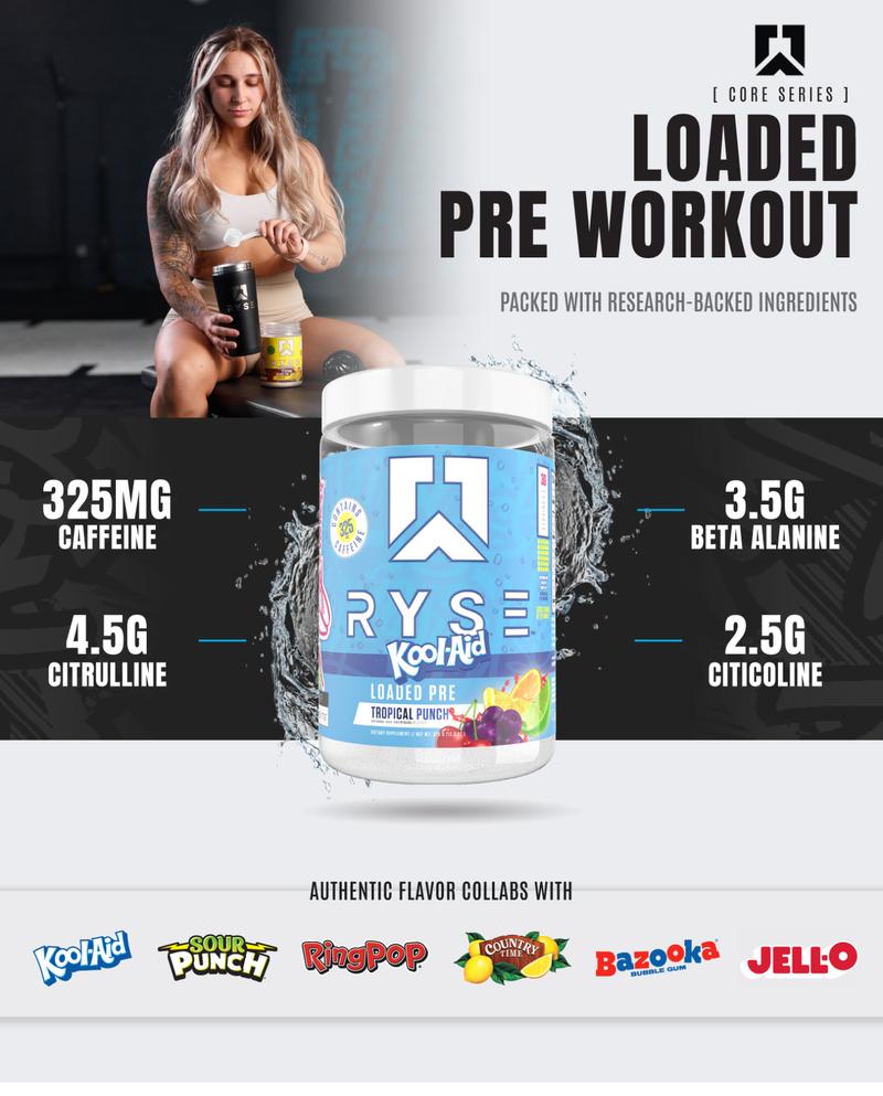 RYSE Loaded Pre Workout Powder - Daily Pre-Workout for Men & Women with over 300mg Caffeine, Beta Alanine, and Citrulline - 30 Servings