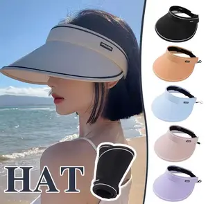 2-Pack UPF50+sun hat with empty top for women's summer cycling, UV resistant sun hat with versatile large brim folding sun hat