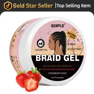 Strong Hold Braiding Gel 8.8oz - Extra Hold for Braids, Twists & Locs - High Shine, No Residue, Smoothing & Frizz Control - Strawberry Scented Edge Control Gel - Valentine‘s Day Gifts for Her/Him