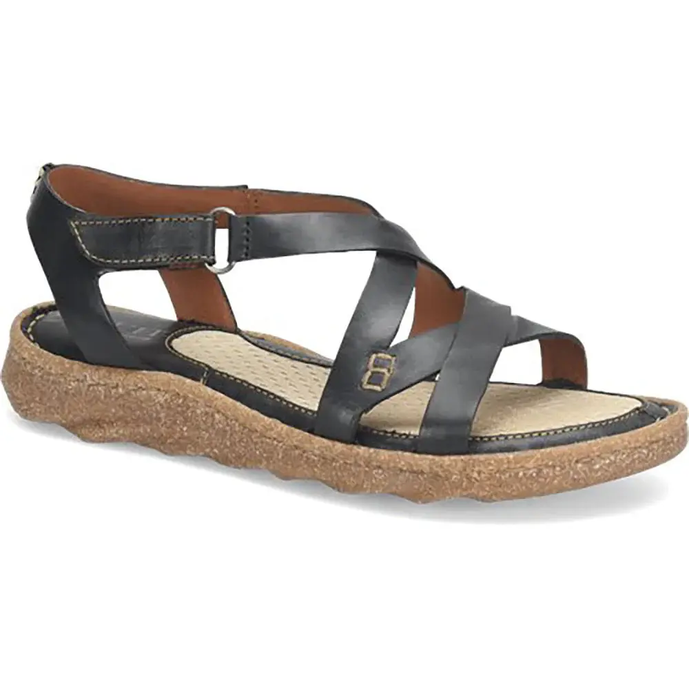 Born Women's Trinidad Sport Black Full Grain Leather Cross Strap Sandals BR0056803-BLK