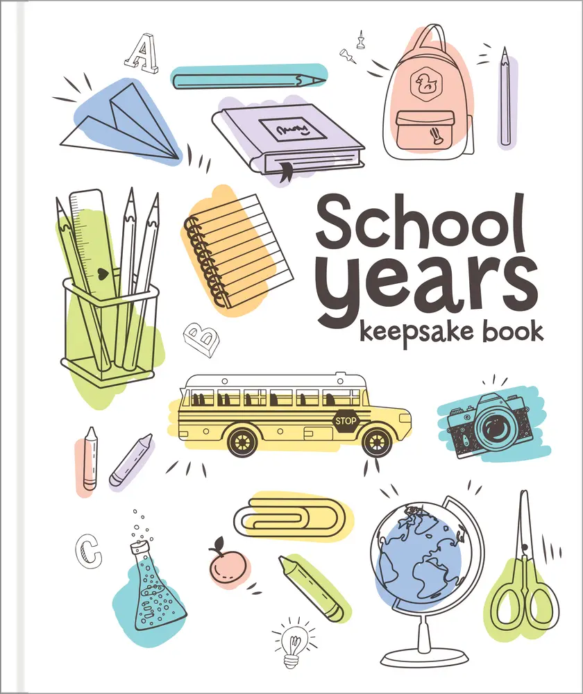 USED School Years Keepsake Hardcover Book (White Cover): Kindergarten Through 8th Grade, Fill-In Prompts, Photo Spaces, Memory Book Gift for Kids by New Seasons