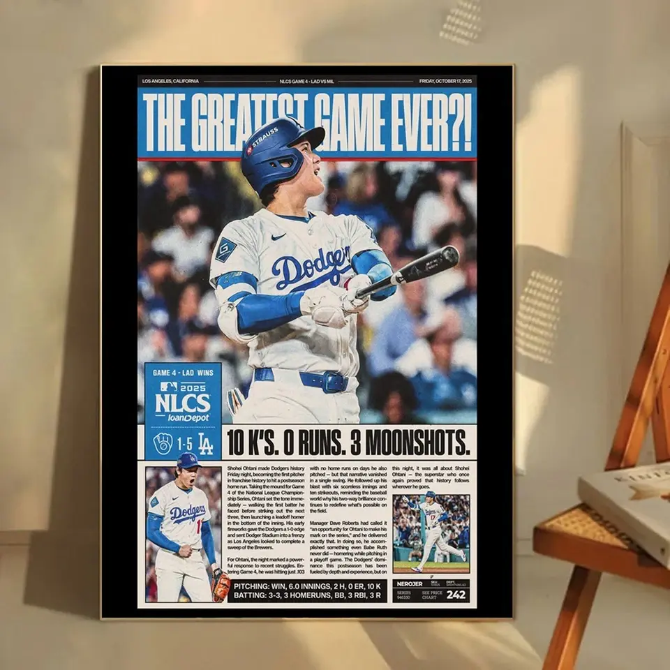 Shohei Ohtani Los Angeles Dodgers Poster Print Unframed
