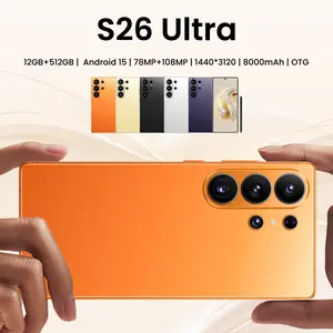 2026 New S26 Ultra 5G Android 15 Phone, 12GB RAM, 512GB Storage, 8000mAh Battery, 78MP+108MP Dual Camera, Face Unlock, Dual SIM, Full Kit