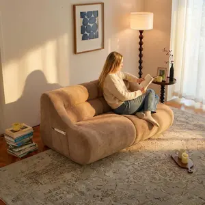 Shoes sofa-in-a-Box, Memory Foam 2-Seater Couch, No Installation & Easy to Transport, Deep Seat Modern Sofa with chenille Fabric, Couch for Living Room, Bedroom, Apartment, Home Office,Brown