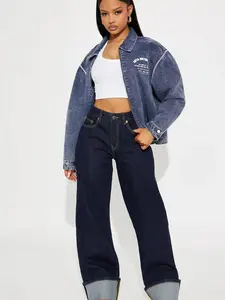 Tall Premium Cuffed Straight Leg Jeans - Dark Wash