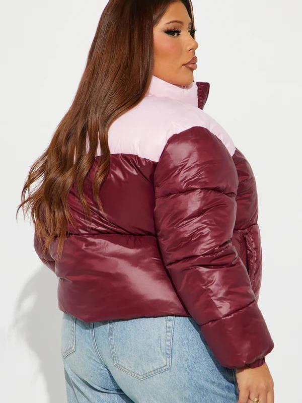 Raquel Puffer Jacket - Burgundy/combo