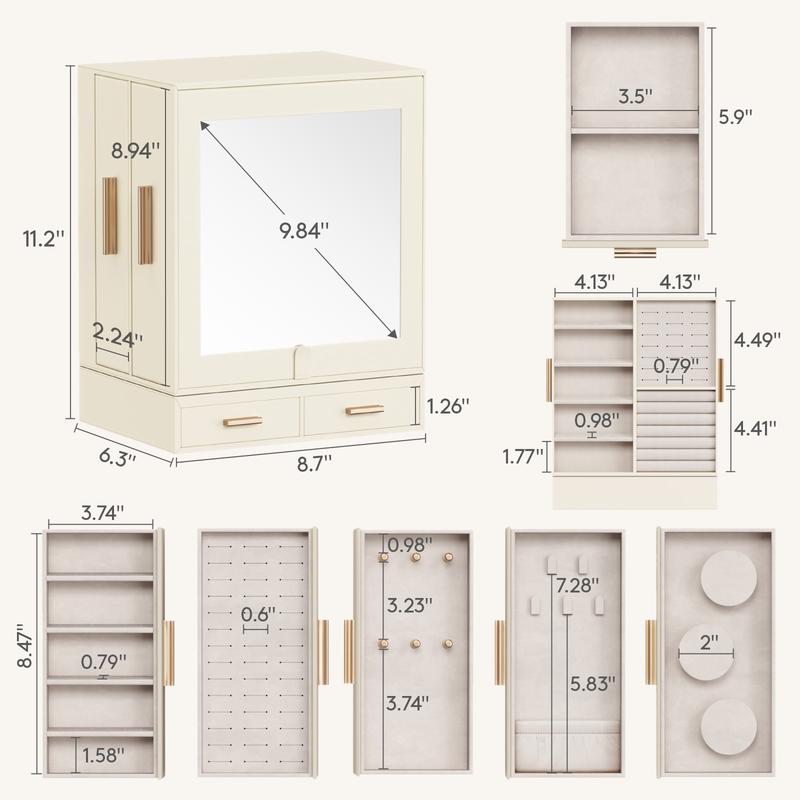 Lifewit 360° Rotating Jewelry Box with Mirror Jewelry Organizer for Ring Necklace Earring Bracelet, Great Gift