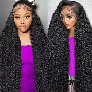 MYLOCKME Deep Wave Frontal Wig Transparent lace Wigs On Clearance Sale 13x4 13x6 Deep Wave Curly Human Hair Wig 30 Inch HD Lace Front Wig Human Hair