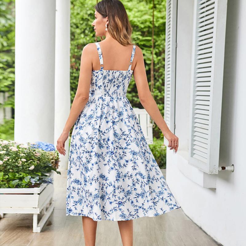 【Valentine's Day Limited】Grace Karin Women's Floral Midi Dress Corset Sundresses 2026 Summer Spring Vacation Milkmaid Dresses