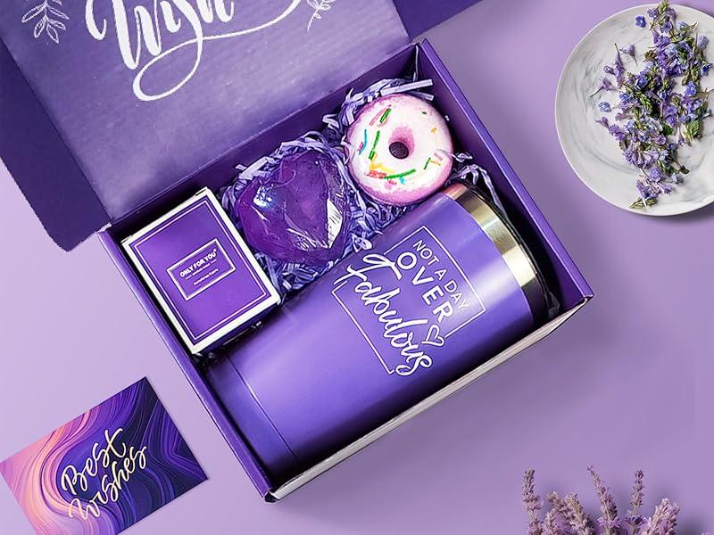 Gifts for Women, Mom, Wife, Girlfriend, Sister, Her - Happy Birthday Gifts, Mothers Day Gifts - Personalized Lavender Relaxation Gift Baskets Set for Women Christmas Gifts for Women