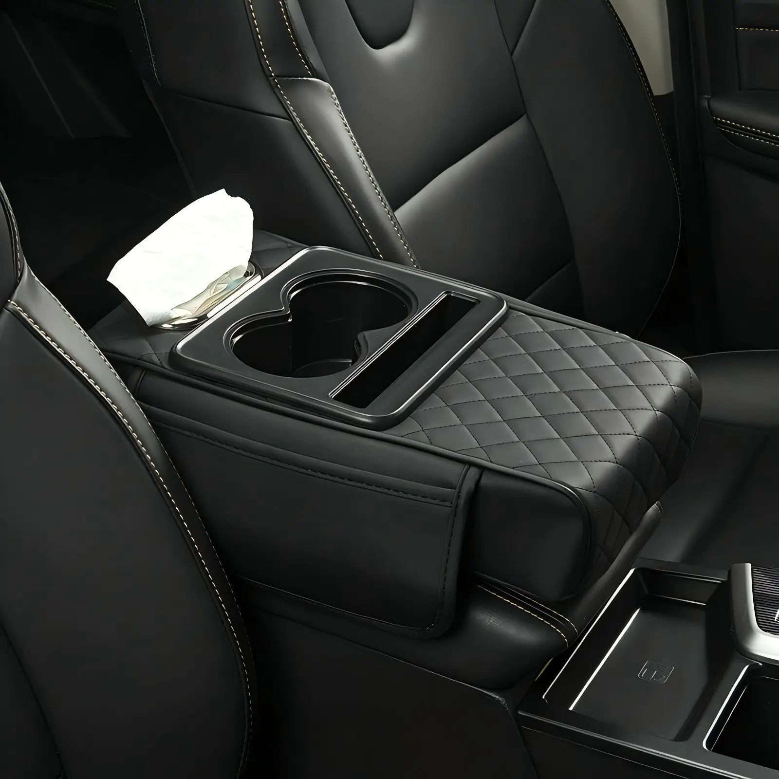 Car interior accessories armrest box storage bag for storage and organization of universal car interior accessories, cup holder and mobile phone storage cabinet for long-distance driving travel, car center console armrest pad, multi-function storage bag