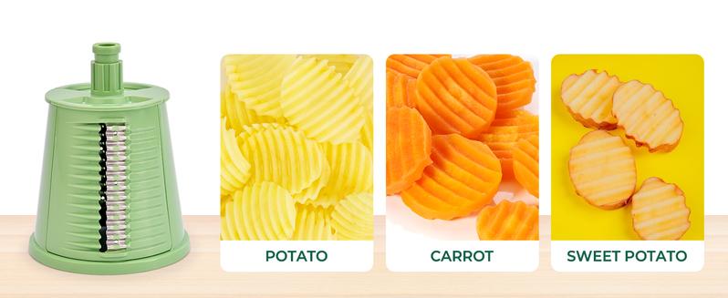 SUSTEAS 6-in-1 Heavy-Duty Cheese Grater & Slicer – Essential Kitchen Gadgets with Suction Base for Safe Veg Prep