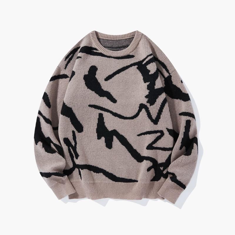 #Springfresh Men's Knitted Long Sleeve Sweater Crew Neck Y2K Graphic Casual Regular Fit Jumper for Fall & Winter Stylish Breathable Pullover Sweater Menswear Outfit Stylish Tops Grey Chinos Aesthetic Loose Fit Crewneck Fashionable Knitwear SpringStatement