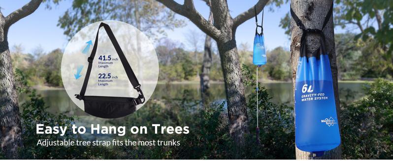 Membrane Solutions 6L Gravity Water Filter 0.1-Micron Versatile Water Purifier Camping with Adjustable Tree Strap Storage Bag