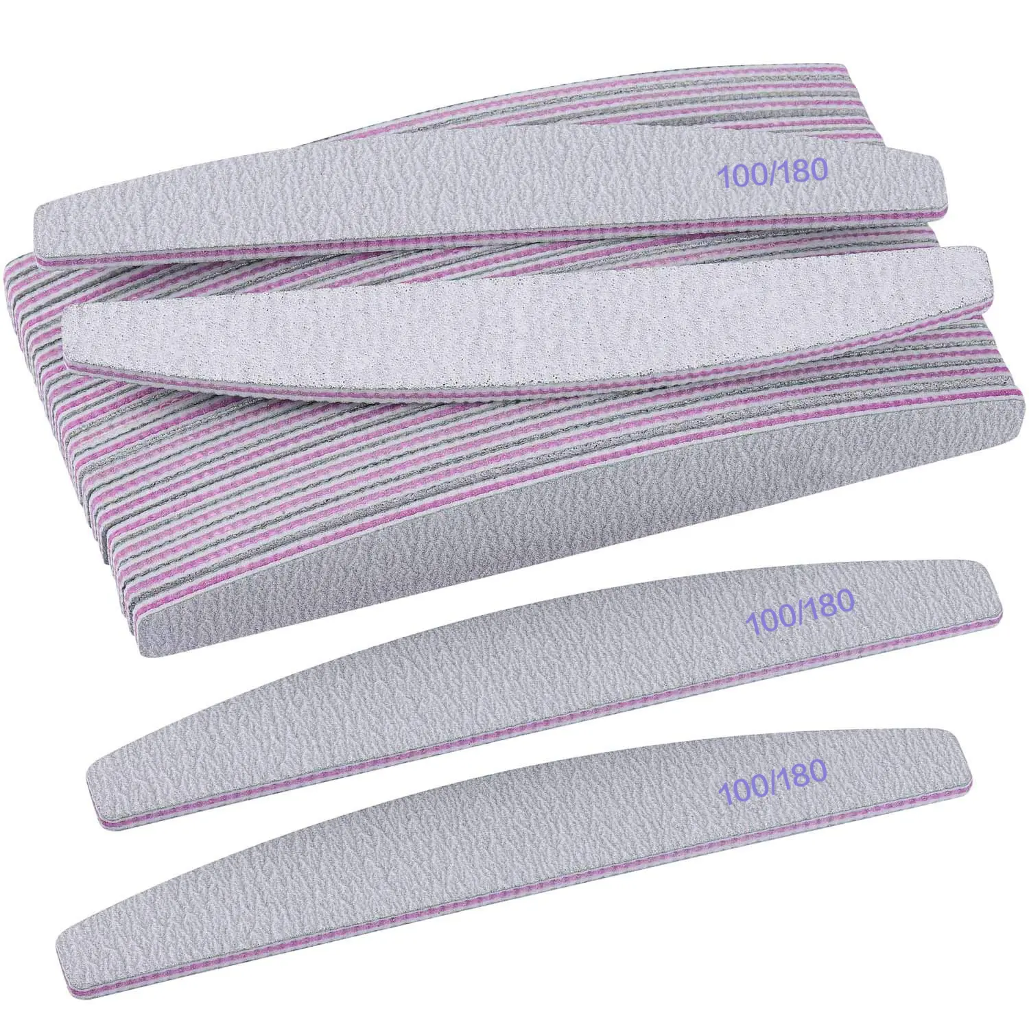 20 Pcs Nail Files and Buffers, Professional 100/180 Grit Double-Sided Emery Boards, Manicure Tools for Shaping Acrylic, Gel & Natural Nails, Nail Art Design