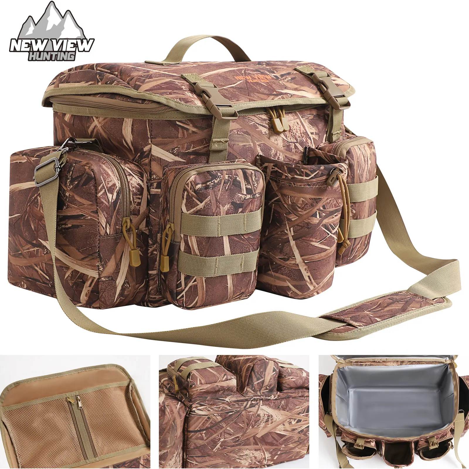NEW VIEW Camo Waterfowl Hunting Bag - Heavy-Duty Polyester Outdoor Gear with Multiple Roomy Pockets, Adjustable Strap, Ideal Christmas Gift, Multiple Pockets