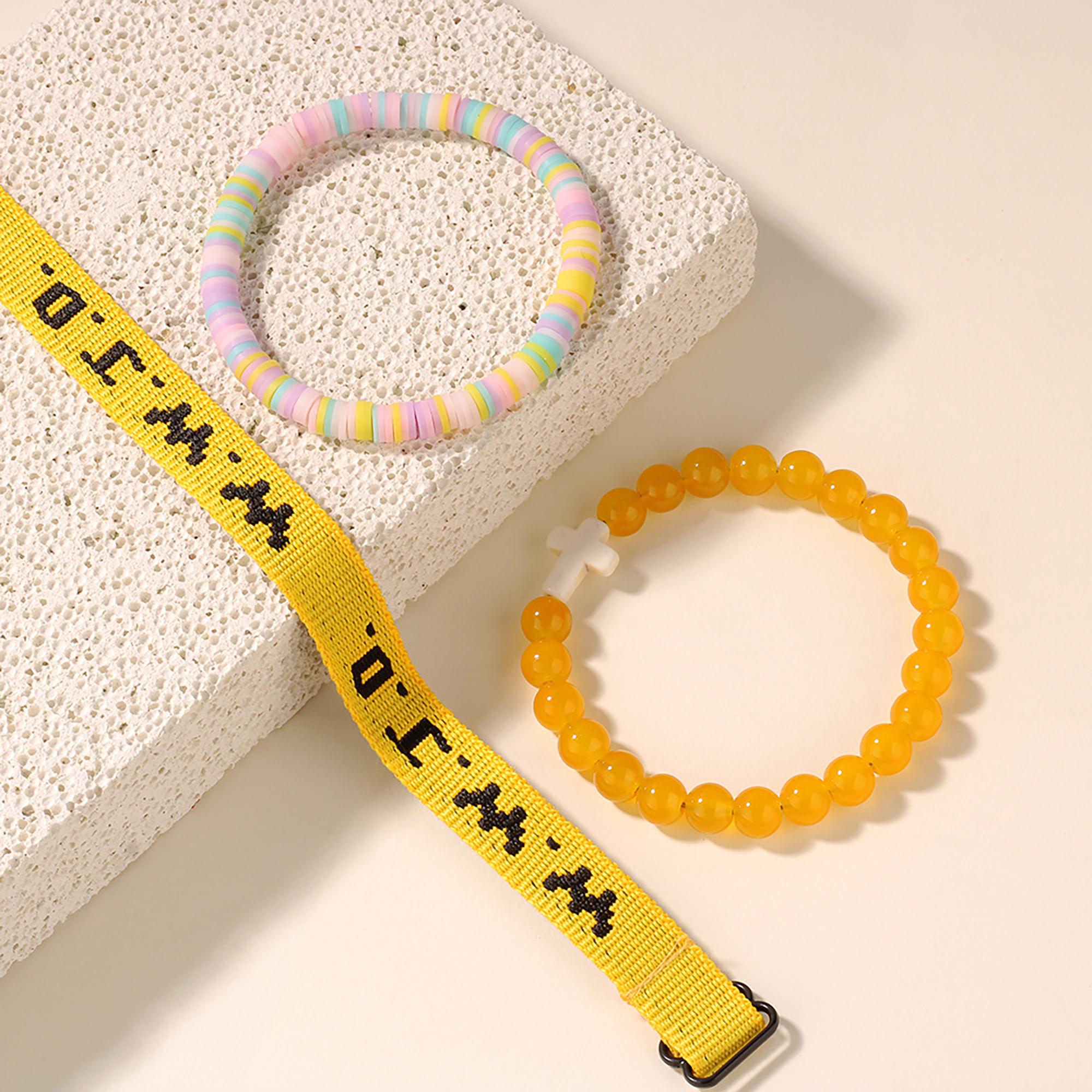 SeSe Code WWJD Beaded Bracelet With Cross Charm Adjustable And Stackable Jewelry For Sweet Girls Daily Wear