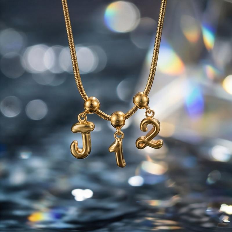 ZEGL Initial Lucky Number Necklace Personalized  Charm  for Women and Men- 18K Gold Plated 46cm Chain with Interchangeable Initials & Numbers Valentine's Day Gift for Her Customizable Fashion Signature