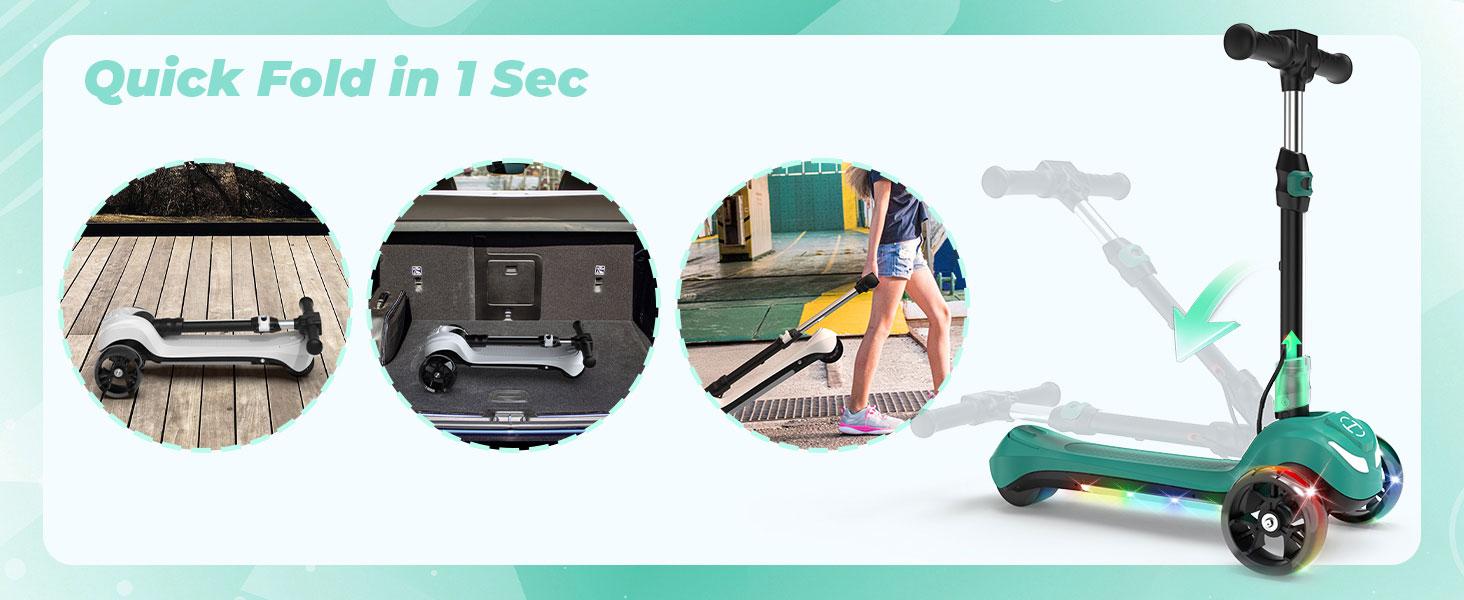 【Christmas gift】Balance Electric Scooter for Kids Ages 3-12, 3 Adjustable Height Toddler Motorized Scooters, Bluetooth Music Speaker, LED Light 3 Wheels, Thumb Accelerator, Balance Training Scooter for Toddlers,Foldable Scooter for Girls/Boys