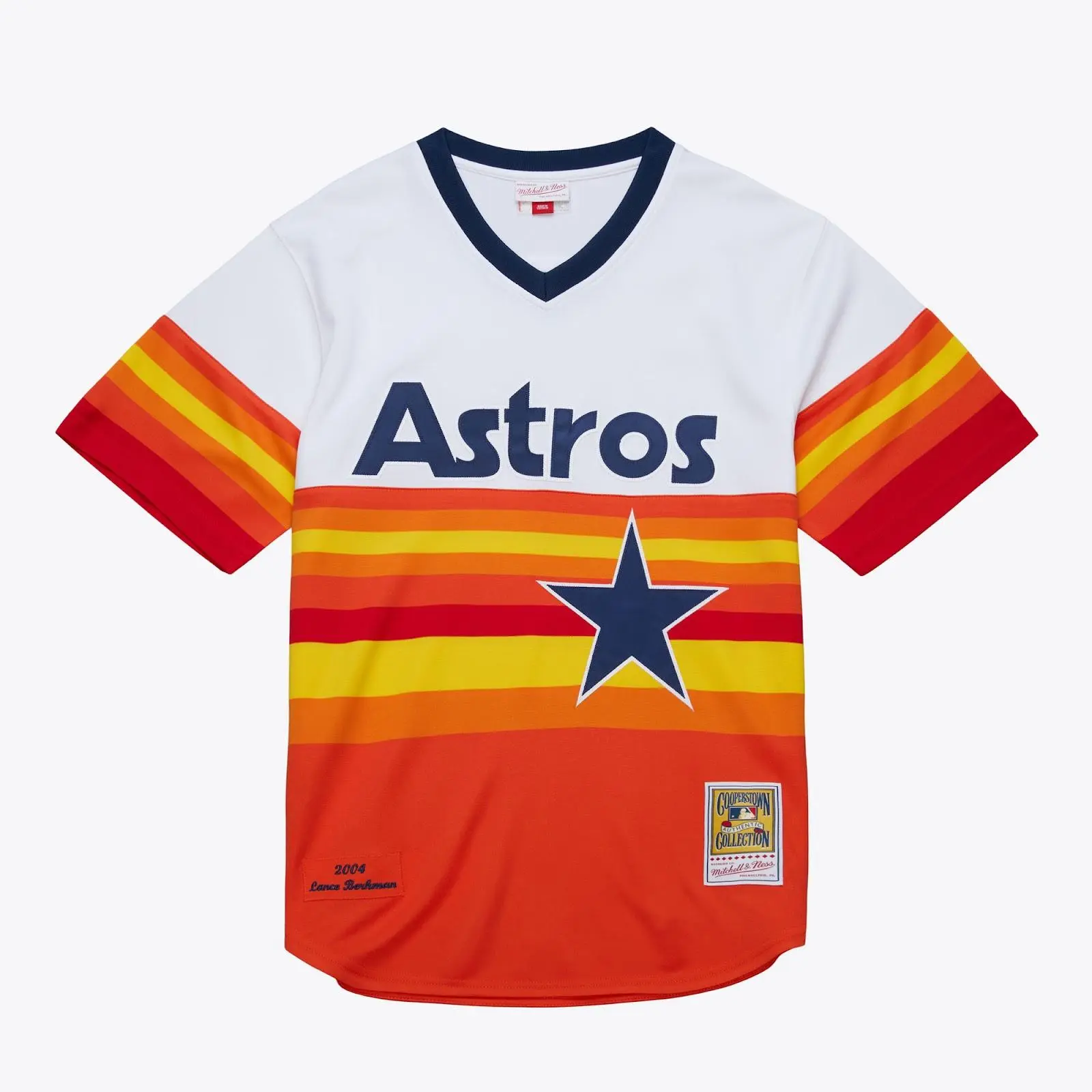 Mitchell & Ness Lance Berkman Houston Astros Authentic Baseball Jersey - 2004 White Alternate Graphic, Regular Fit, Short Sleeve Tops, Authentic Look
