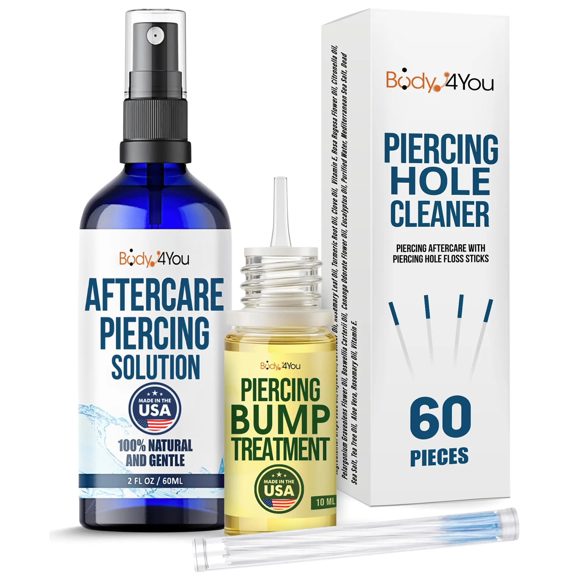 BodyJ4You - Piercing Cleaning Kit - Natural Oils For Bumps & Keloids Gentle Oral Cleanser Cleansing Skin Repair