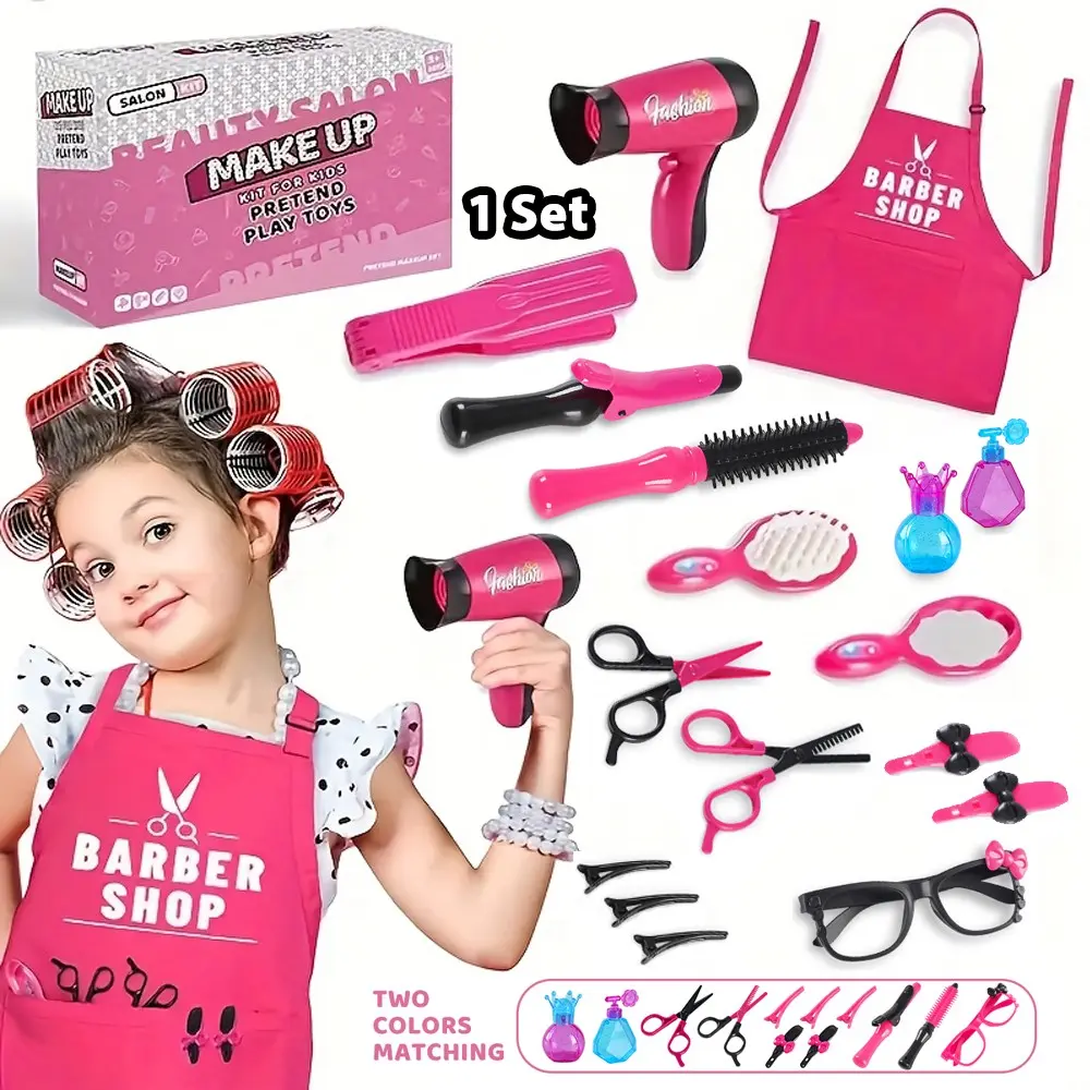[New Girls' Hair Tool Playset] 2026 New Girls' Hair Tool Kid Playset |Realistic Hair Dryer, Brushes, Scissors, and Role Playing Accessories for Pretend Play, Makeup and Dress-Up Toys, Playful Design, Durable Plastic