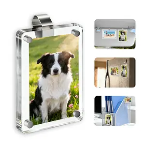 Lotosug 2PCS Car Picture Holder for Sun Visor, Magnetic 2.36"x3.5" Car Visor Photo Clip, Horizontal & Vertical Photo Display, Vertical Display Clear Acrylic Frame for Wallet-Size Prints Great Gift for Drivers