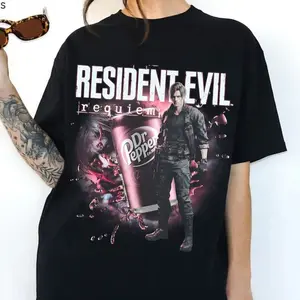Leon S. Kenedy T-shirt, Vintage Resident Evil Requiem T-Shirt, Dr. P Collaboration Tee Horror Game 2026,