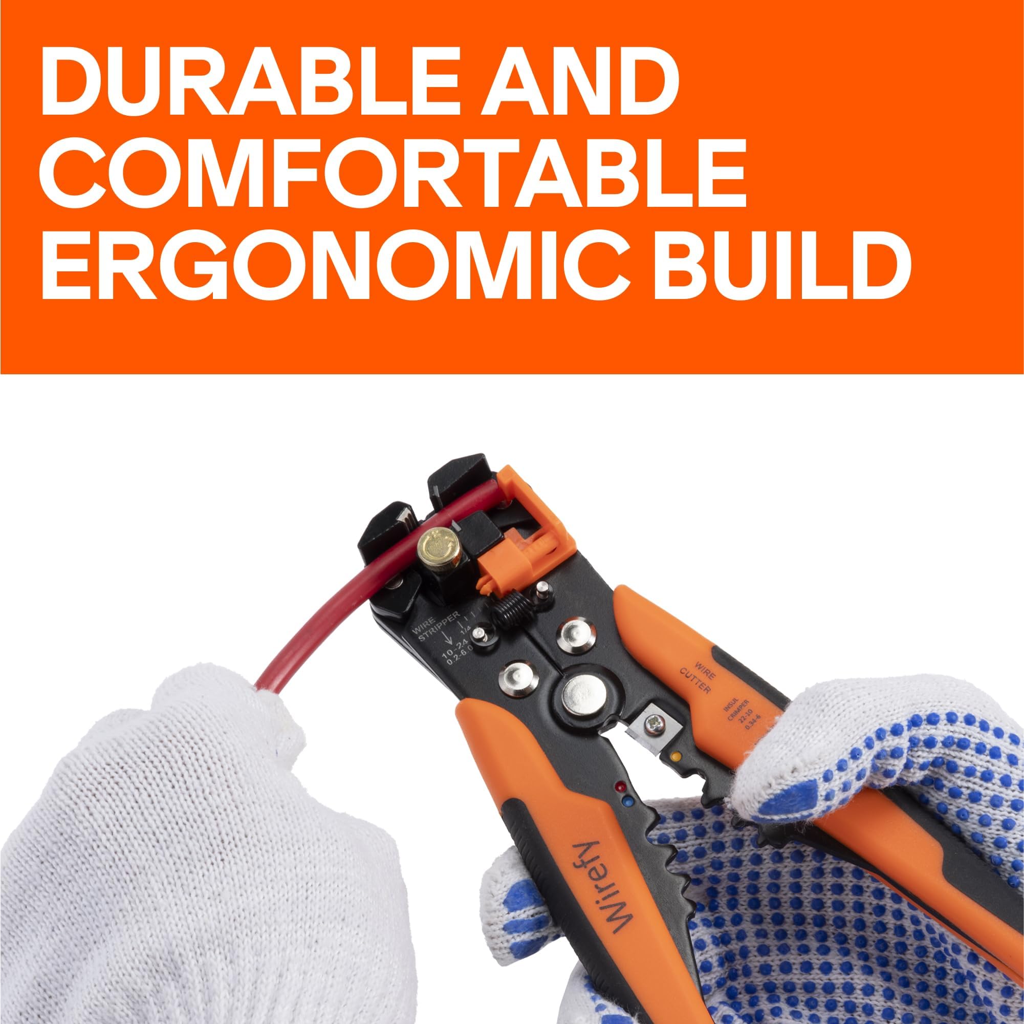 Wirefy Automatic Wire Stripper Tool | Self-Adjusting 3-in-1 Wire Stripper, Cutter & Crimper for 24-10 AWG / 0.2-6 mm² | Ergonomic Professional Electrical Tool