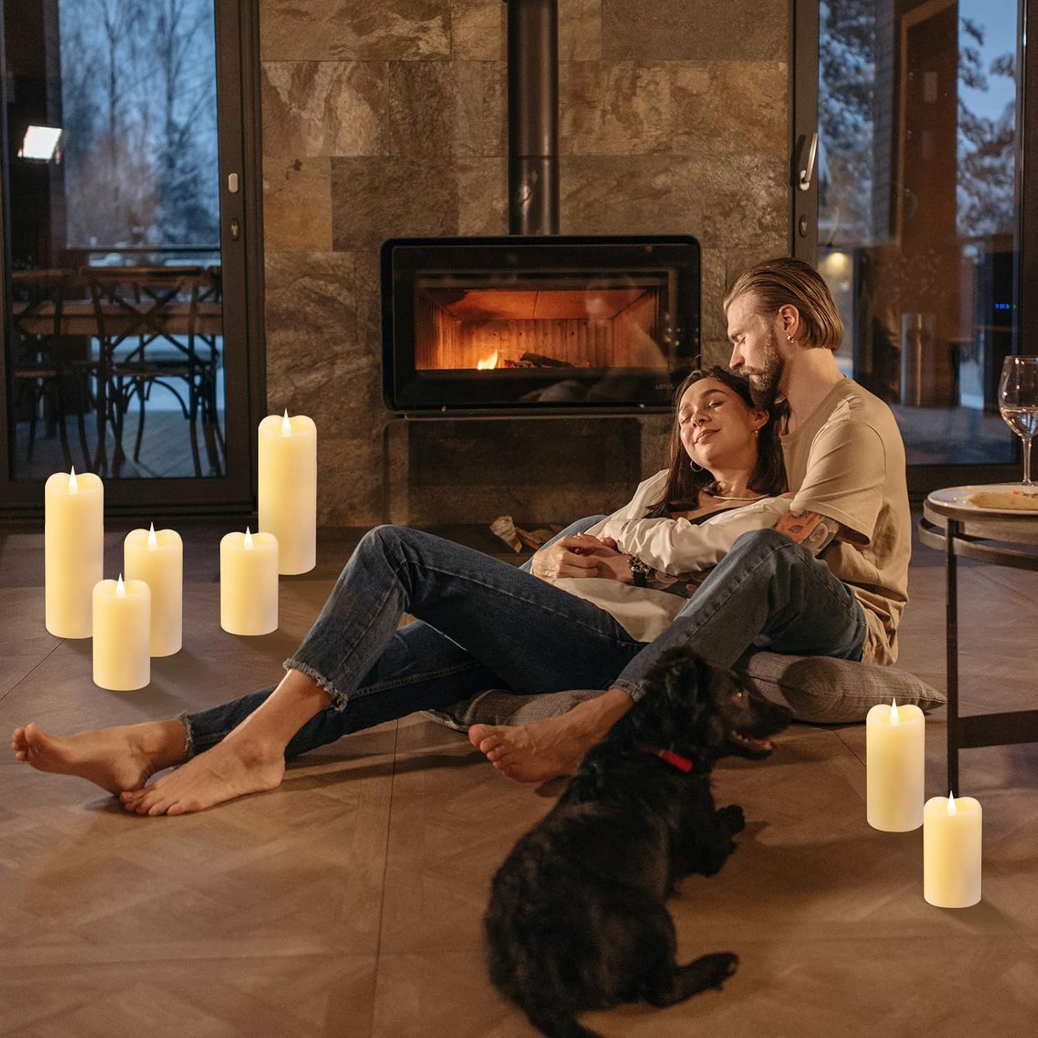 Flickering Flameless Candles with 3D Moving Flame, Last 1000+ Hours Battery Operated Candles with Timer, Ivory Real Wax Pillar Electric LED Candle for Wedding Christmas Party/3" x 5"