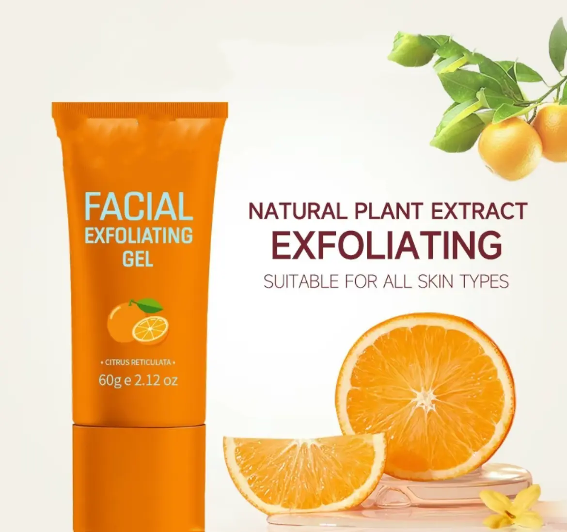 Orange Enzyme Facial Exfoliating Gel (60g) - Gentle Exfoliator, Face Exfoliator Scrub, Exfoliating Solution for Skin Repair, Purifying Hydrate & Moisture Boost, Springtok Skincare Cleanser