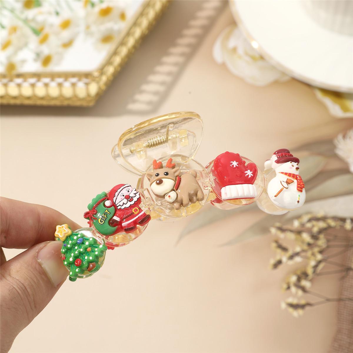 AWAYTR Christmas Hair Claws Clips for Women Cute Hair Clips for Girls Gingerbread Santa Tree Snowman Hair Barrettes Large Hair Claw Clips for Thick Thin Xmas Hair Accessories for Christmas Party