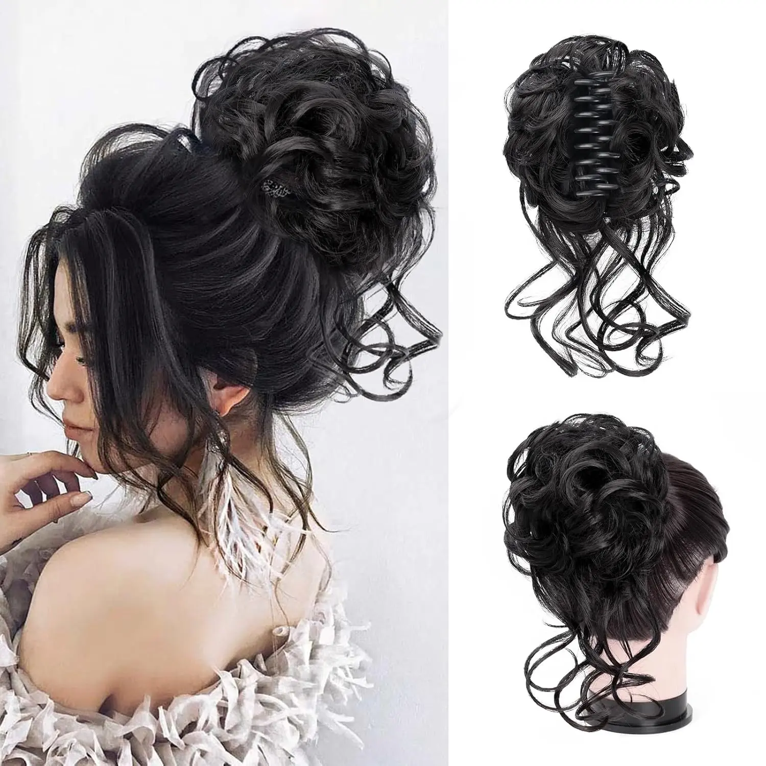 Clip in Claw Clip Hair Bun | Natural Messy Bun Wig Instant Volume Hair Extension for Women Easy Wear Quick Hairstyle Thin Hair Fix No Heat No Damage Daily Natural Look Hairpiece