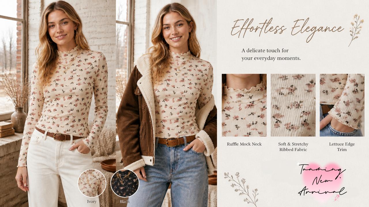 Fit and silhouette detail for Women's Floral Knit Long-Sleeve Shirt