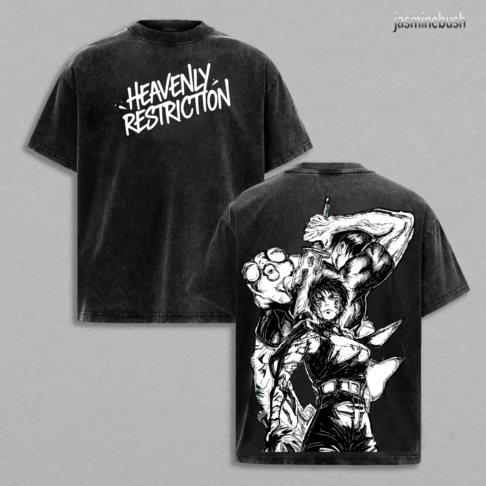 Maki Zenin Vintage Washed Tee, Jujutsu Kaisen Anime Graphic T