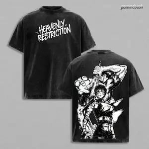 Maki Zenin Vintage Washed Tee, Jujutsu Kaisen Anime Graphic T-Shirt, Heavenly Restriction Warrior, Oversized Heavy Cotton Unisex Streetwear
