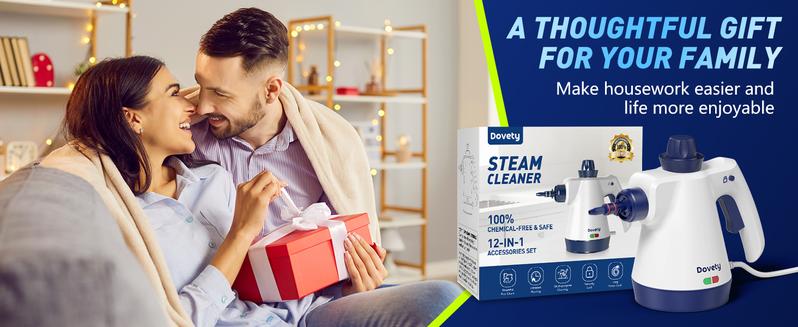 Dovety Steam Cleaner, Pressurized Handheld Steam Cleaner for Home with 12pcs Accessories & Safety Lock, Multi-Surface & Powerful Home Use Steamer for Cleaning,Bathroom, Window, Grime, Grease Safetylock  Powerfulsteamcleaner Chemicalfree