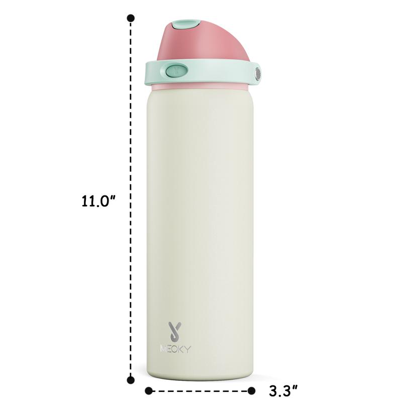 Meoky Sports Cup-32oz Stainless Steel Thermos Cup with 2-in-1 Straw & Spout Lid Leak Proof Cold for 24 Hours BPA-Free, Protective Silicone Base for Sports, Gym, Travel & School Valentine's Day Gift