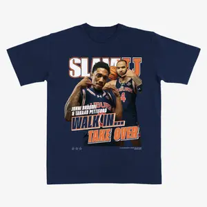 SLAM Johni Broome & Tahad Pettiford “Walk In… Take Over” Basketball T-Shirt – Navy Graphic Tee Featuring College Hoops Duo Design