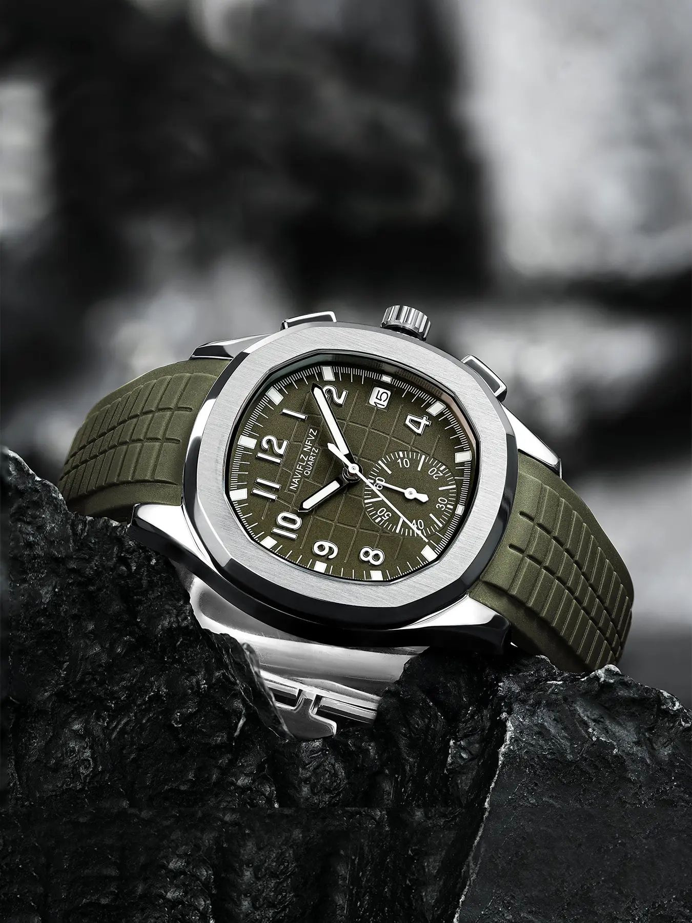 2025 NAVIFLZ NFVZ Luxury Sports Quartz Watch Japan VD53 Chronograph Stainless Steel Watch Rubber Strap Reloj Hombre Waterproof Quartz Wristwatch