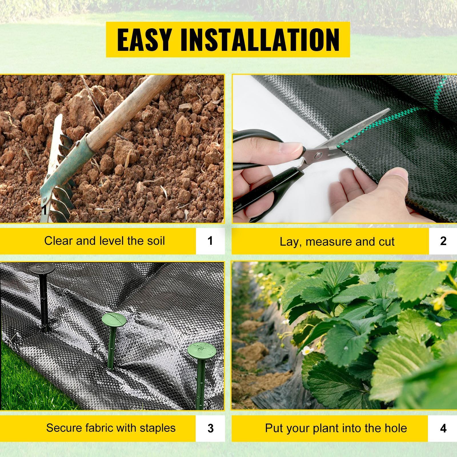 VEVOR Premium Weed Barrier Fabric Heavy Duty, Woven Weed Control Fabric, High Permeability Good for Flower Bed, Geotextile Fabric for Underlayment, Polyethylene Ground Cover