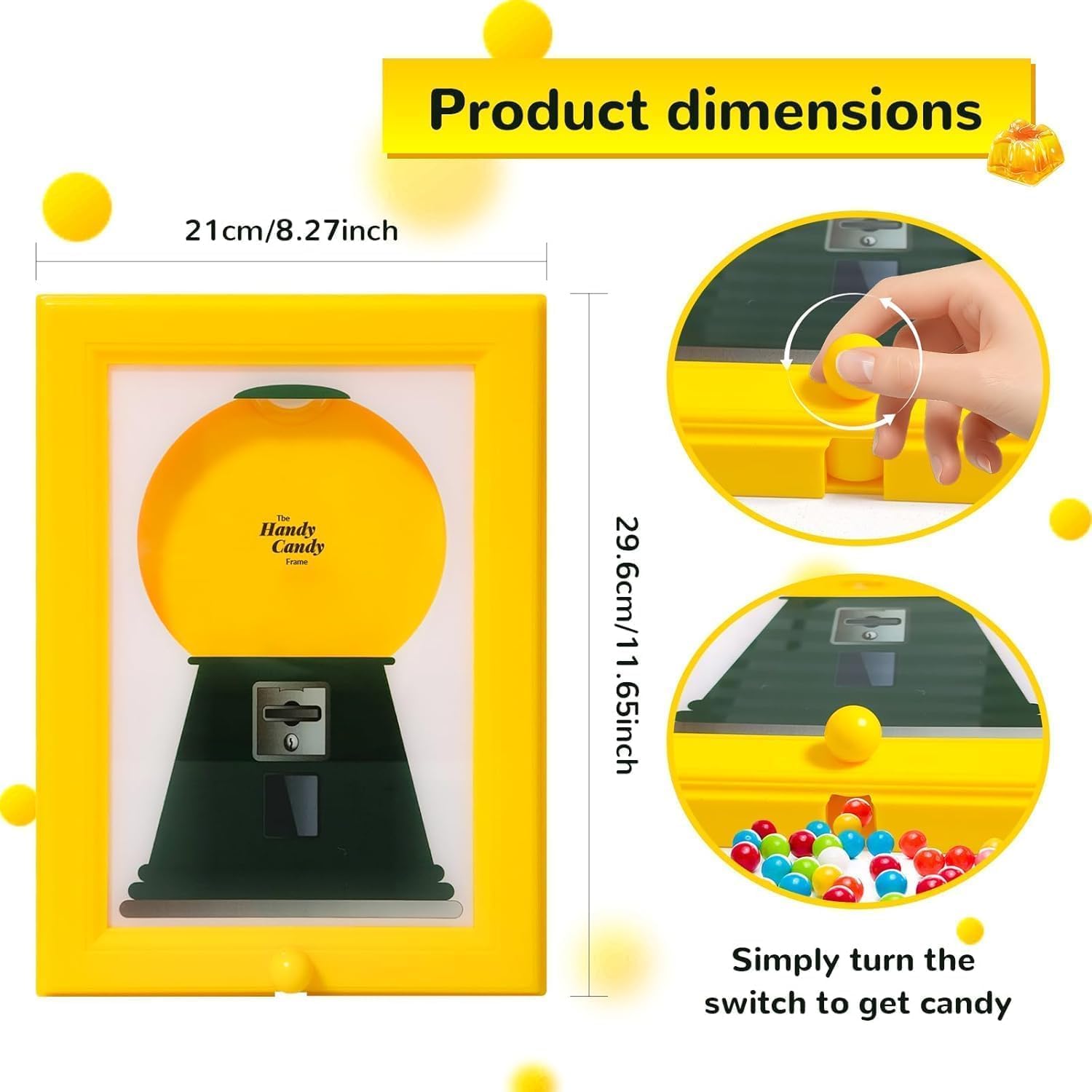 New Handy Candy Frame - Versatile Candy Dispenser & Gumball Machine for Candies Nuts Dog & Cat Treats Wall or Table Mount Birthday Holiday Gift for Kids Adults 1PC