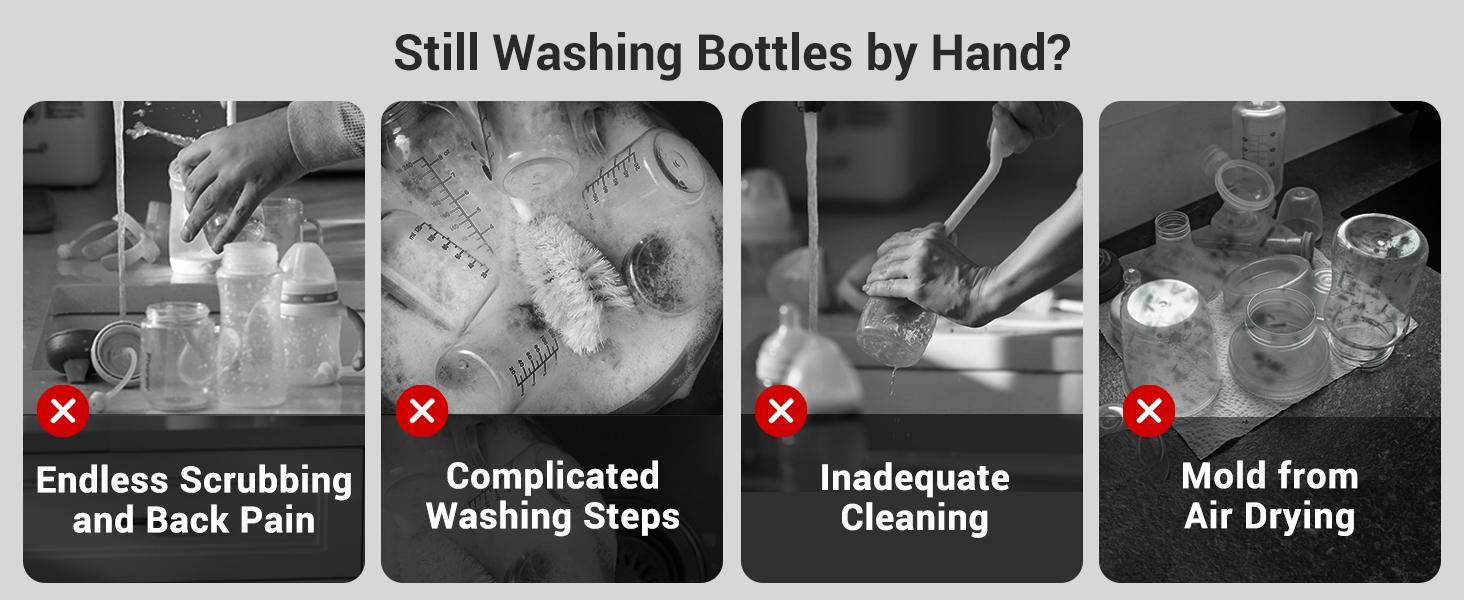 Grownsy Bottle Washer Pro - All in One Machine for Easy Cleaning - Sterilizer and Dryer for Baby Bottles, Pump Parts, and Sippy Cups./b01