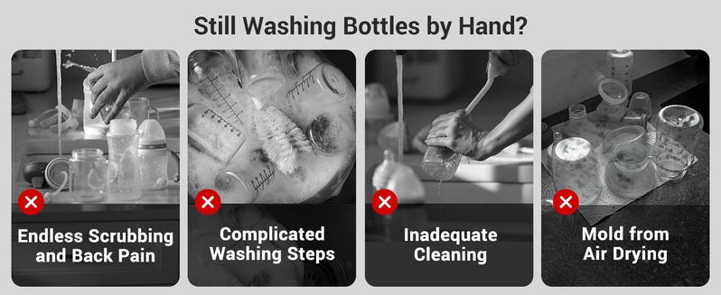 Grownsy Bottle Washer Pro - All in One Machine for Easy Cleaning - Sterilizer and Dryer for Baby Bottles, Pump Parts, and Sippy Cups./b01